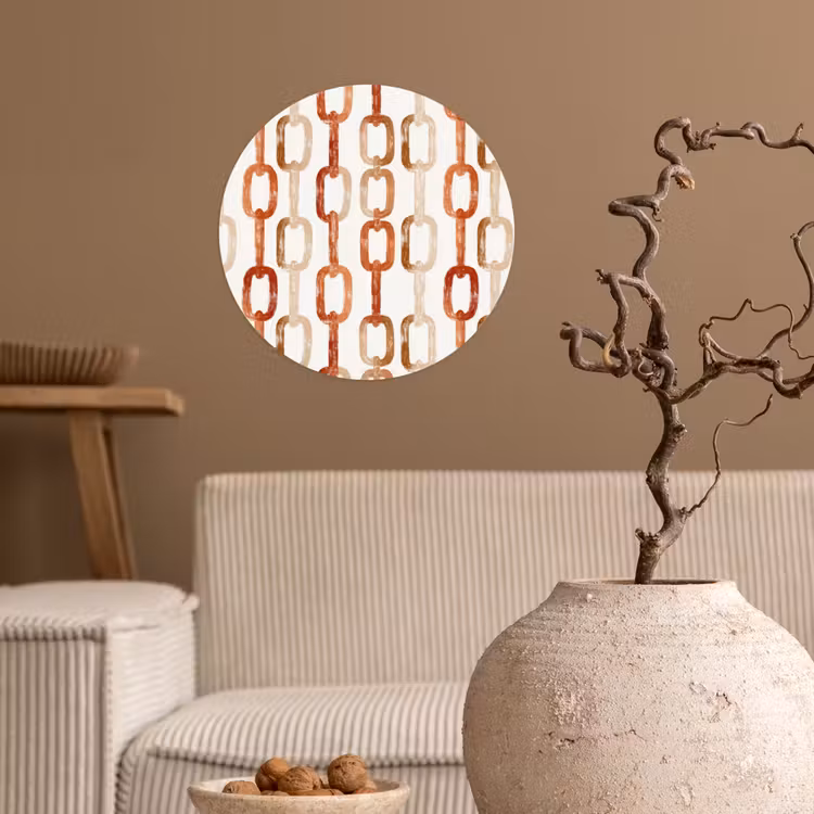 Schakels - Patroon - Aquarel - Terracotta Wandcirkel behangsticker klein 186 -sfeer1
