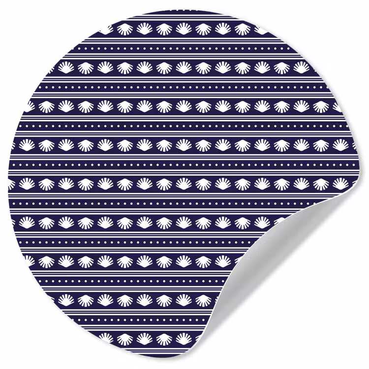 Schelp - Nautisch - Blauw - Wit Wandcirkel behangsticker klein 186 -3d
