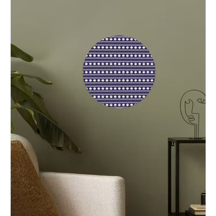 Schelp - Nautisch - Blauw - Wit Wandcirkel behangsticker klein 186 -sfeer2
