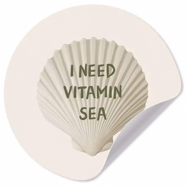 Schelp - Quote - Groen Wandcirkel behangsticker klein -3d