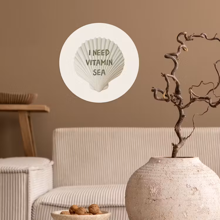 Schelp - Quote - Groen Wandcirkel behangsticker klein -sfeer1