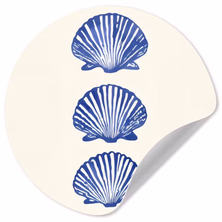 Schelpen - Blauw - Patroon Wandcirkel behangsticker klein -3d