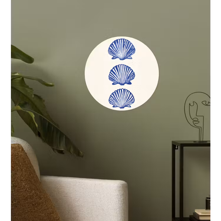 Schelpen - Blauw - Patroon Wandcirkel behangsticker klein -sfeer2