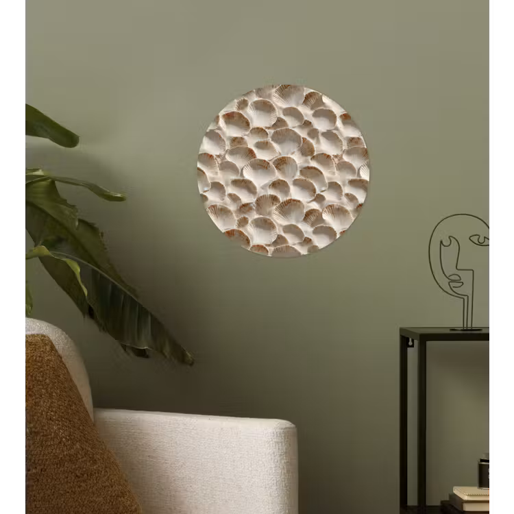 Schelpen - Waaiervorm - Wit Wandcirkel behangsticker klein 186 -sfeer2