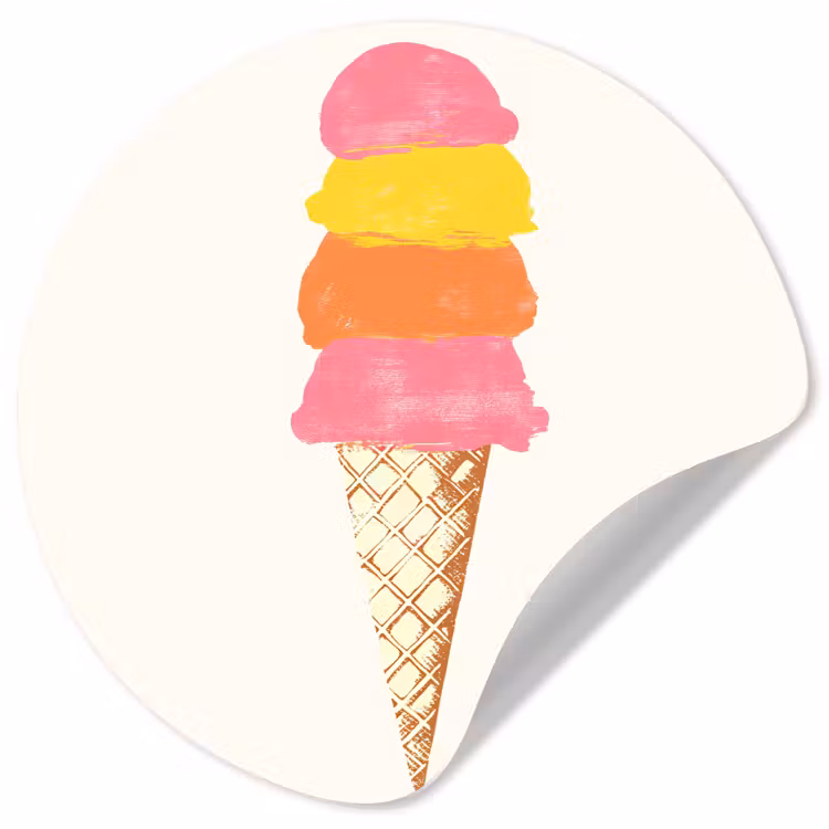 Schepijs - Hoorntje - Illustratie - Minimalistisch Wandcirkel behangsticker klein -3d