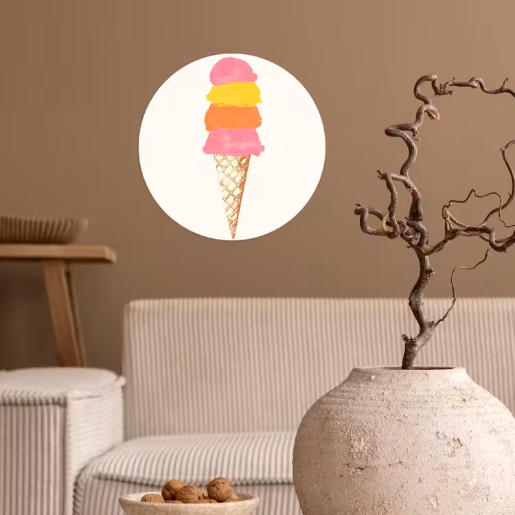 Schepijs - Hoorntje - Illustratie - Minimalistisch Wandcirkel behangsticker klein -sfeer1