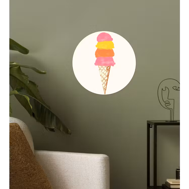 Schepijs - Hoorntje - Illustratie - Minimalistisch Wandcirkel behangsticker klein -sfeer2