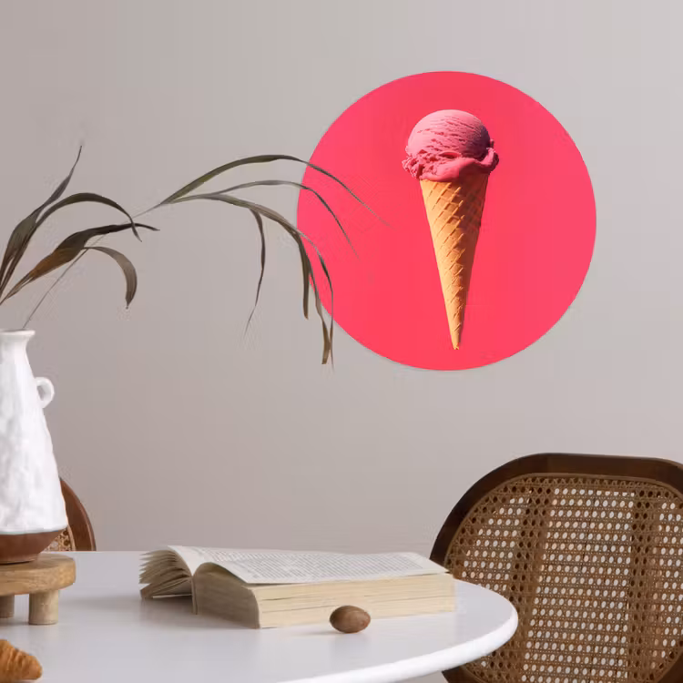 Schepijs - Roze - Hoorntje Wandcirkel behangsticker klein -sfeer3