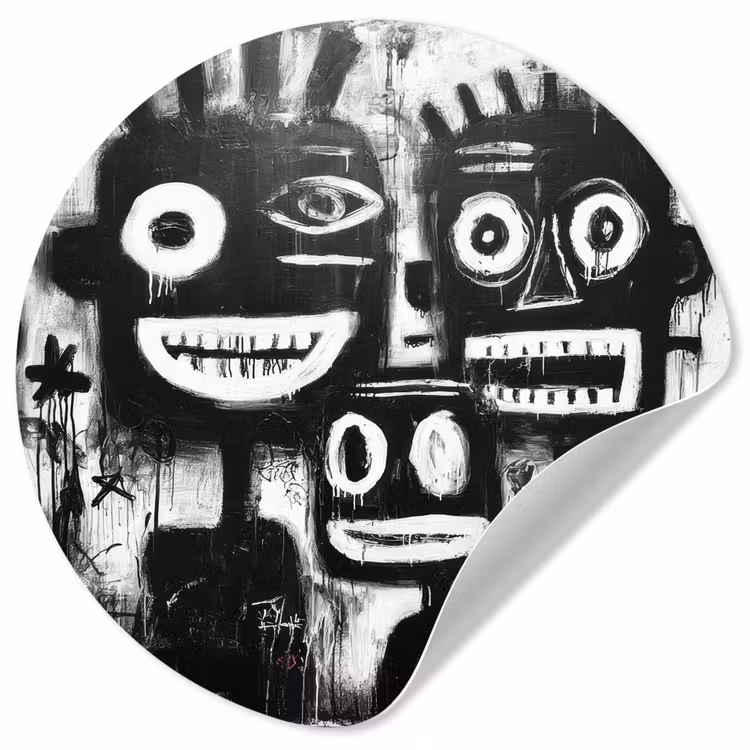 Schilderij - Figuren - Zwart - Abstract Wandcirkel behangsticker klein -3d