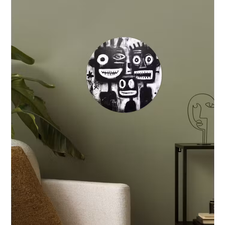 Schilderij - Figuren - Zwart - Abstract Wandcirkel behangsticker klein -sfeer2