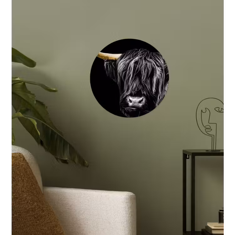 Schotse hooglander - Goud - Vacht - Dieren - Koe Wandcirkel behangsticker klein -sfeer2
