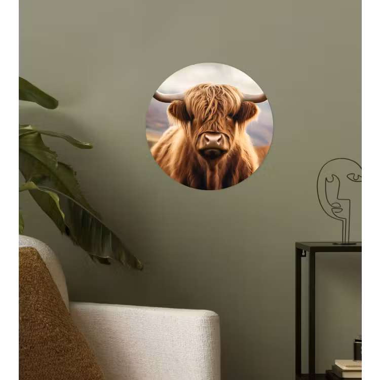 Schotse hooglander - Landschap - Dier Wandcirkel behangsticker klein -sfeer2