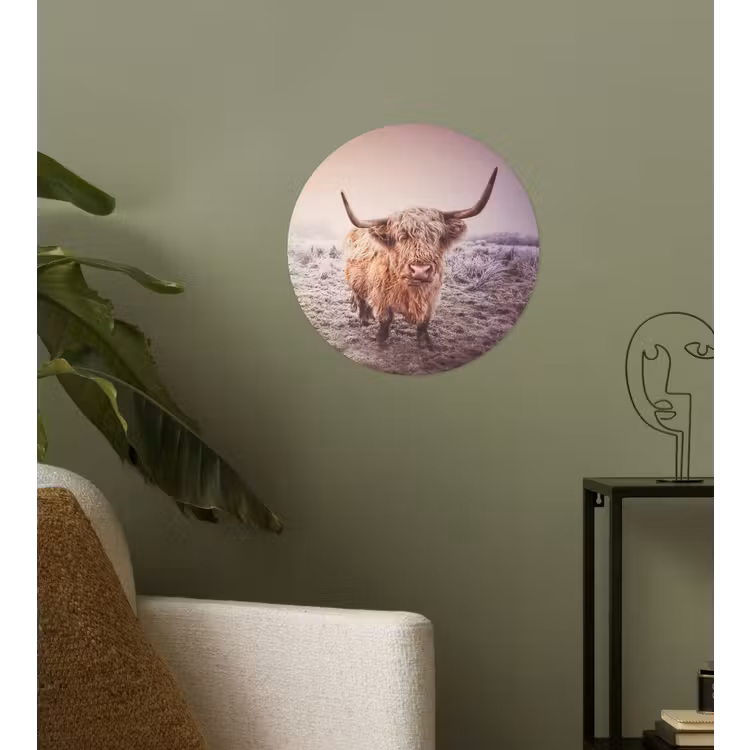 Schotse hooglanders - Licht - Lucht - Natuur Wandcirkel behangsticker klein -sfeer2