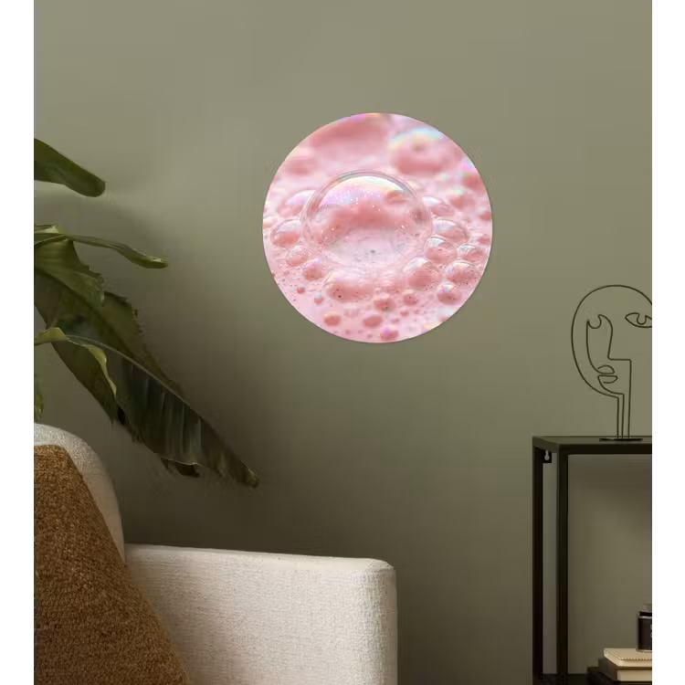 Schuim - Structuur - Roze Wandcirkel behangsticker klein -sfeer2