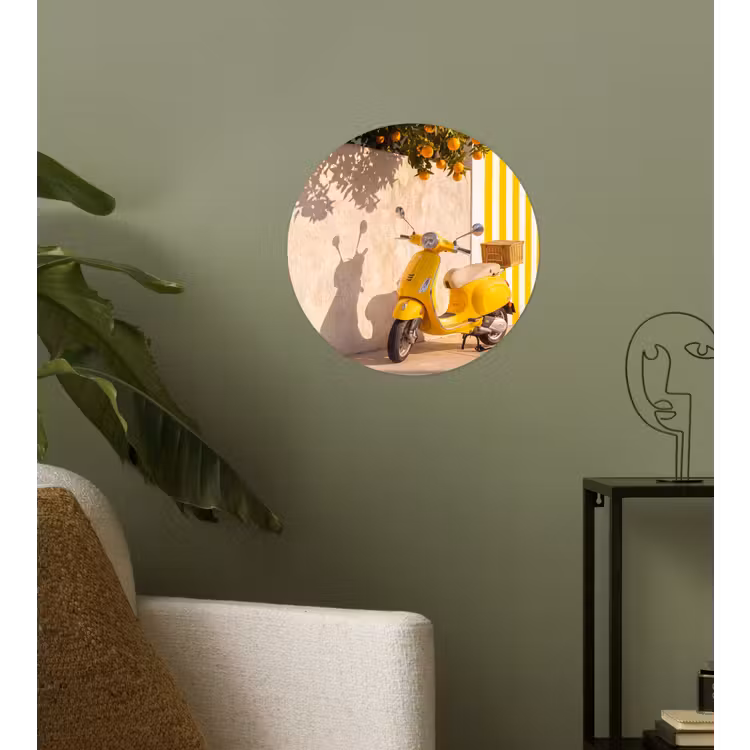 Scooter - Natuur - Zomer - Geel - Mediterraan Wandcirkel behangsticker klein -sfeer2