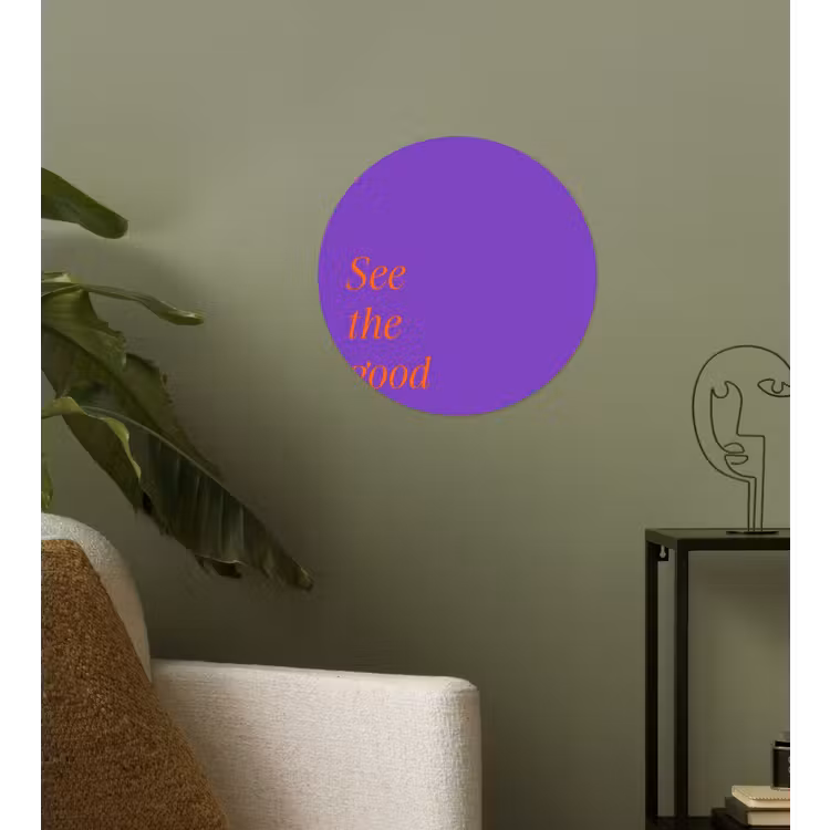 See the good - Oranje - Paars Wandcirkel behangsticker klein -sfeer2