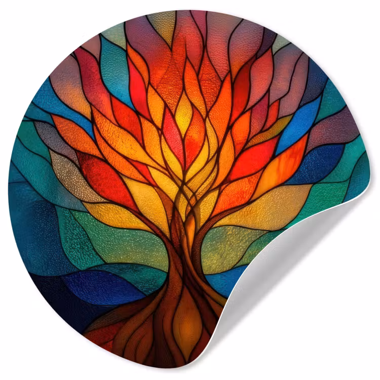 Sierglas - Boom - Rood - Vlakken Wandcirkel behangsticker klein -3d