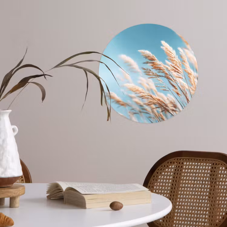 Siergras - Wind - Lichtbruin Wandcirkel behangsticker klein -sfeer3