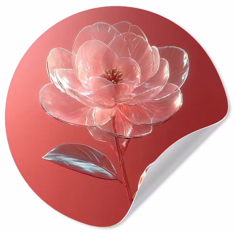 Sierlijk - Bloem - Roze - Glazen Wandcirkel behangsticker klein -3d