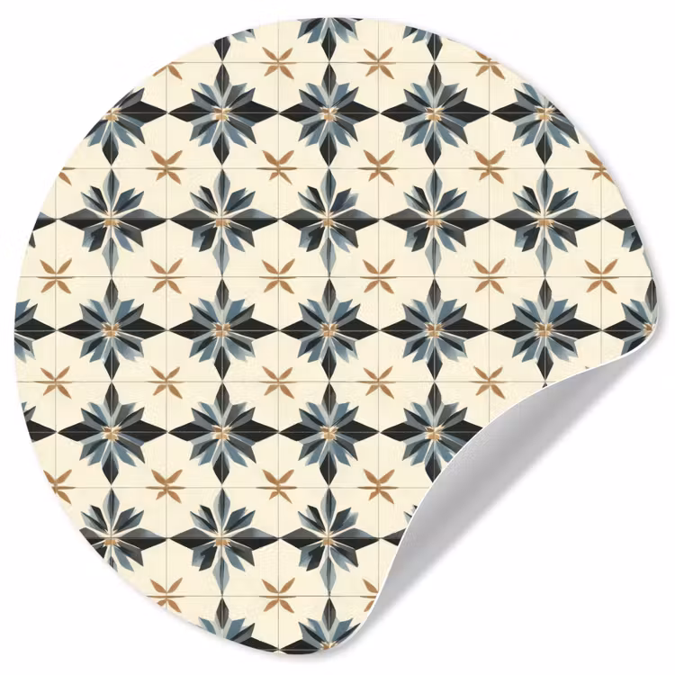 Sierlijk - Ornament - Blauw Wandcirkel behangsticker klein 186 -3d