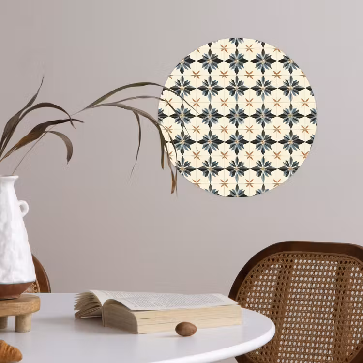 Sierlijk - Ornament - Blauw Wandcirkel behangsticker klein 186 -sfeer3