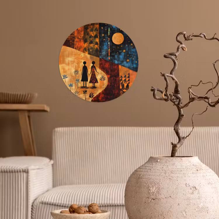 Silhouetten - Abstract - Zon - Maan Wandcirkel behangsticker klein -sfeer1