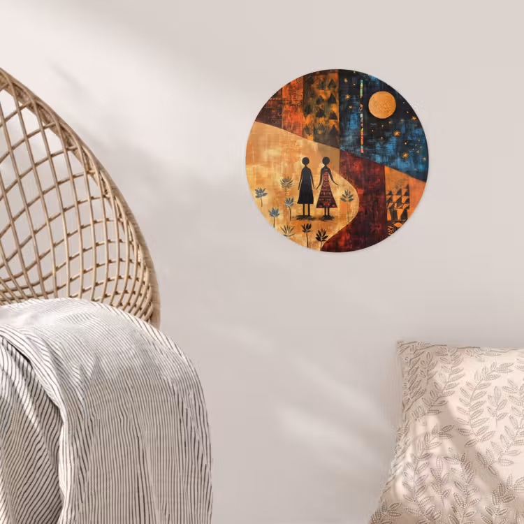Silhouetten - Abstract - Zon - Maan Wandcirkel behangsticker klein -sfeer4