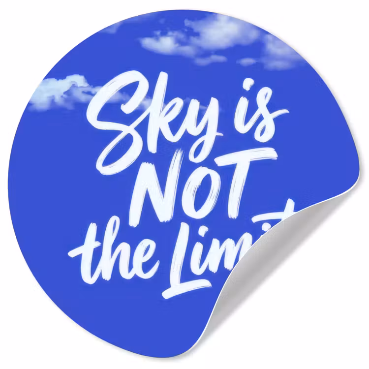 Sky is not the limit - Blauwe lucht - Wolken Wandcirkel behangsticker klein -3d