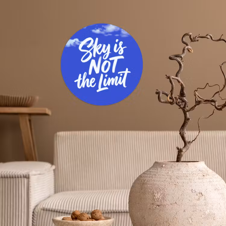 Sky is not the limit - Blauwe lucht - Wolken Wandcirkel behangsticker klein -sfeer1