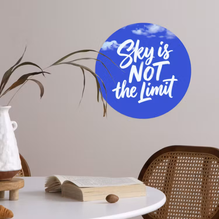 Sky is not the limit - Blauwe lucht - Wolken Wandcirkel behangsticker klein -sfeer3