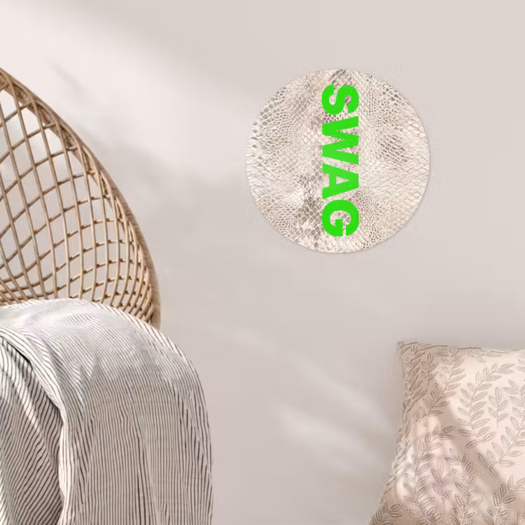 Slangenprint - SWAG - Neon - Groen Wandcirkel behangsticker klein -sfeer4