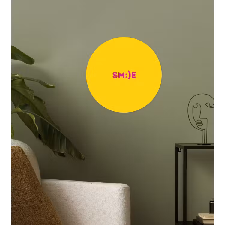 Smile - Roze - Geel Wandcirkel behangsticker klein -sfeer2