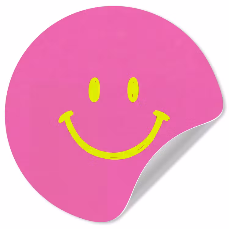 Smiley - Vrolijk - Roze Wandcirkel behangsticker klein -3d