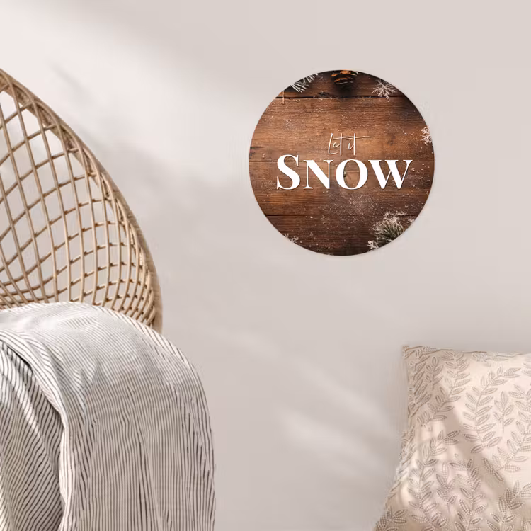 Sneeuw - Houtlook - Quote - Let it snow Wandcirkel behangsticker klein -sfeer4