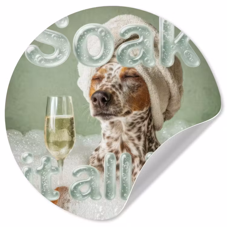 Soak it all in - Hond - Bad Wandcirkel behangsticker klein -3d