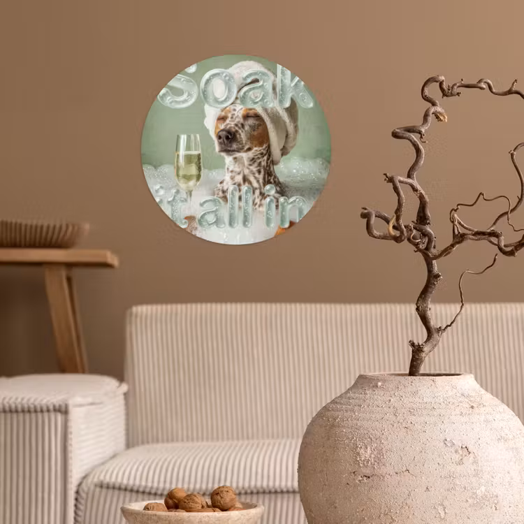 Soak it all in - Hond - Bad Wandcirkel behangsticker klein -sfeer1