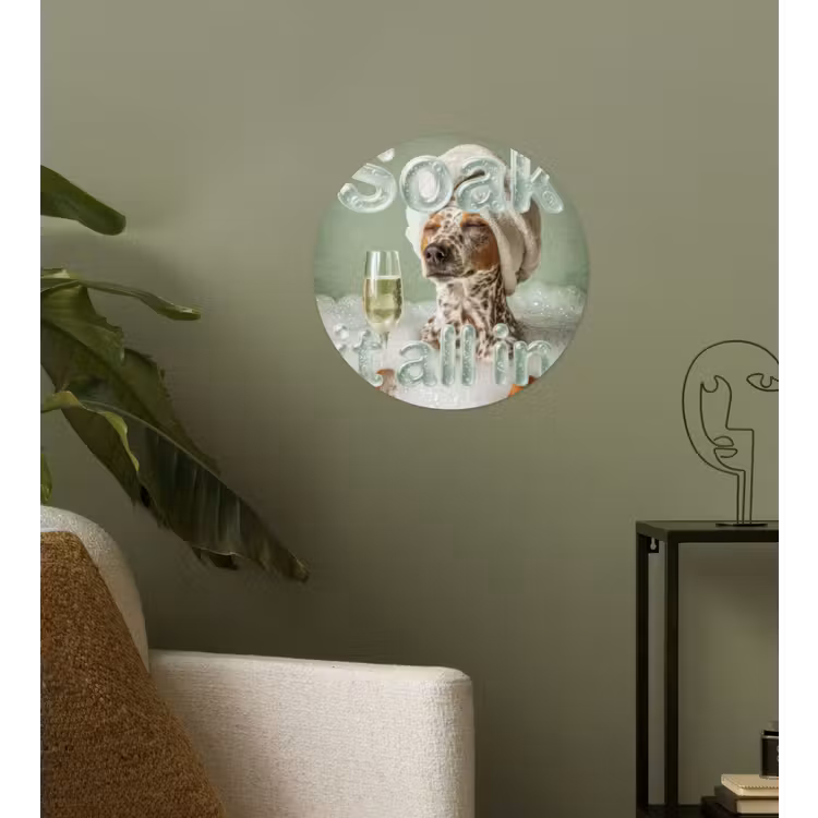 Soak it all in - Hond - Bad Wandcirkel behangsticker klein -sfeer2
