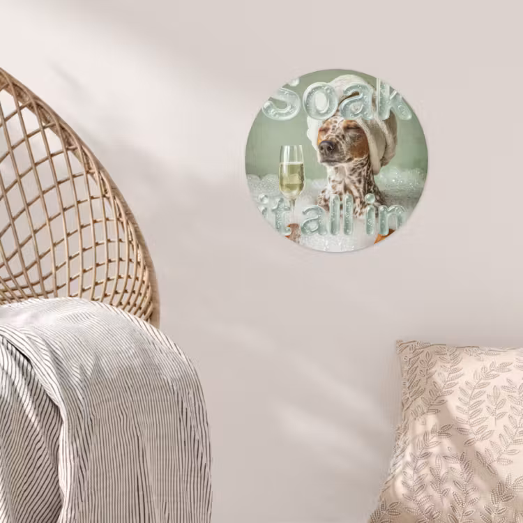 Soak it all in - Hond - Bad Wandcirkel behangsticker klein -sfeer4