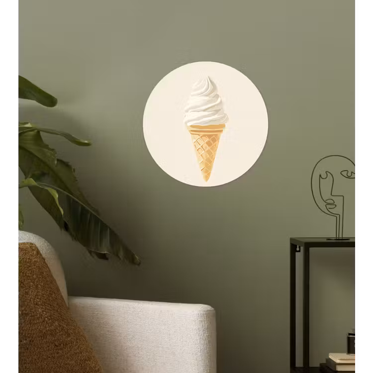 Softijs - Hoorntje - Wit Wandcirkel behangsticker klein -sfeer2