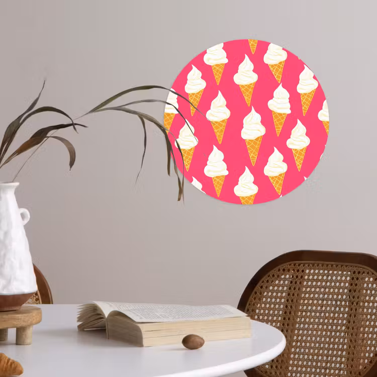 Softijs - Horentje - Roze Wandcirkel behangsticker klein 186 -sfeer3