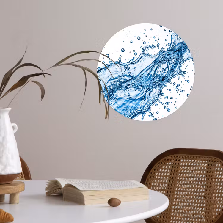 Spash - Water - Blauw Wandcirkel behangsticker klein -sfeer3