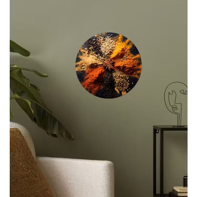 Specerijen - Explosie - Oranje Wandcirkel behangsticker klein -sfeer2