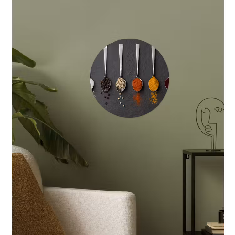 Specerijen - Lepels - Tafel - Rustiek - Kruiden Wandcirkel behangsticker klein -sfeer2