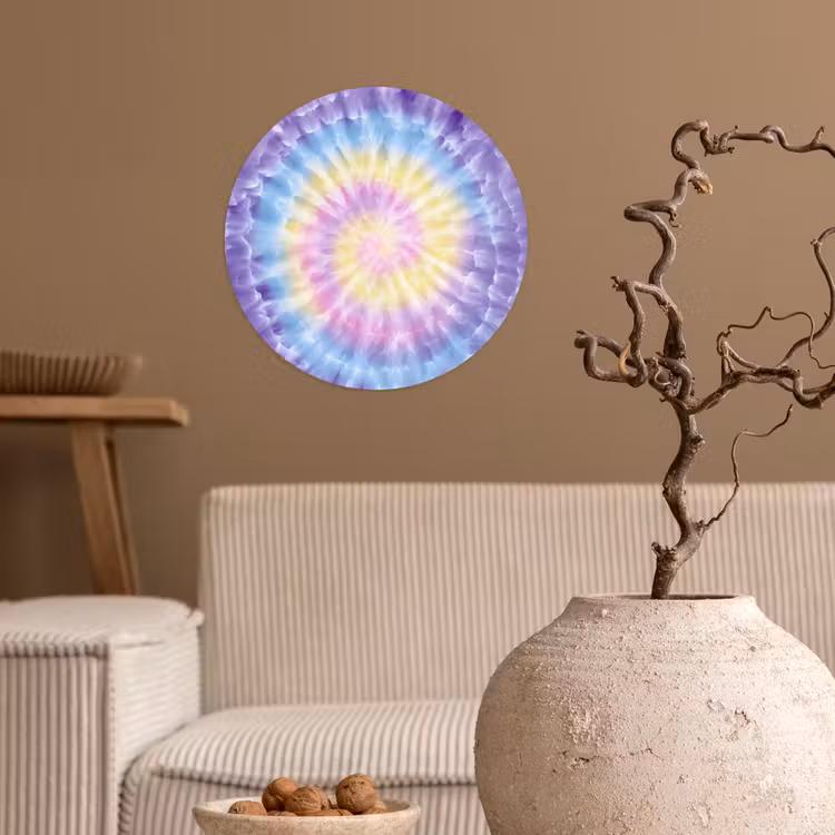 Spiraal - Tie dye - Pasteltinten Wandcirkel behangsticker klein -sfeer1