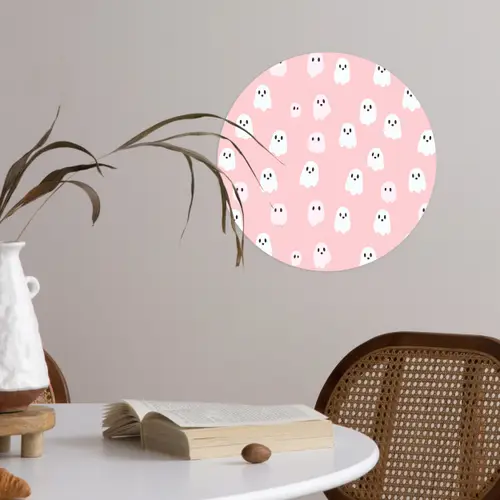 Spookjes - Patroon - Roze Wandcirkel behangsticker klein 186 -sfeer3