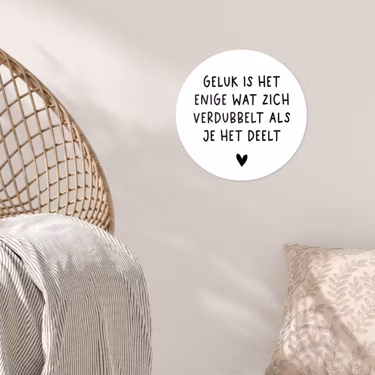 Spreuken - Geluk is het enige wat zich verdubbelt - Quotes Wandcirkel behangsticker klein -sfeer4