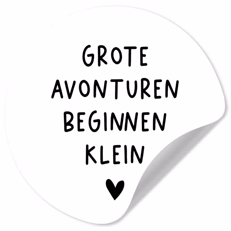 Spreuken - Grote avonturen beginnen klein - Quotes Wandcirkel behangsticker klein -3d