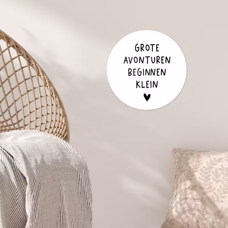 Spreuken - Grote avonturen beginnen klein - Quotes Wandcirkel behangsticker klein -sfeer4