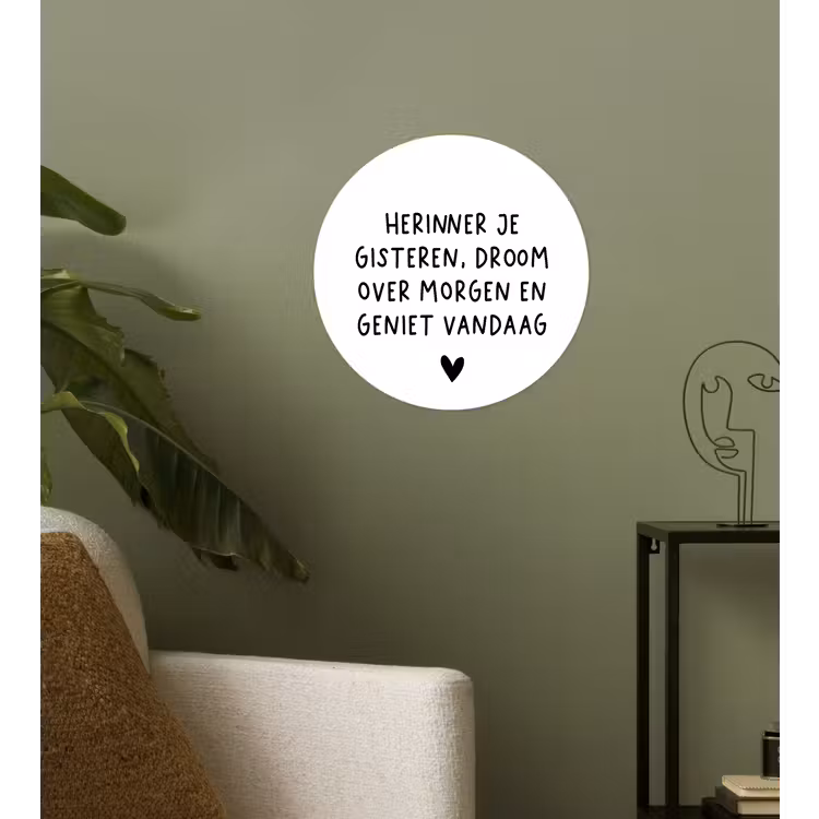 Spreuken - Herinner je gisteren droom over morgen en geniet vandaag - Quotes Wandcirkel behangsticker klein -sfeer2