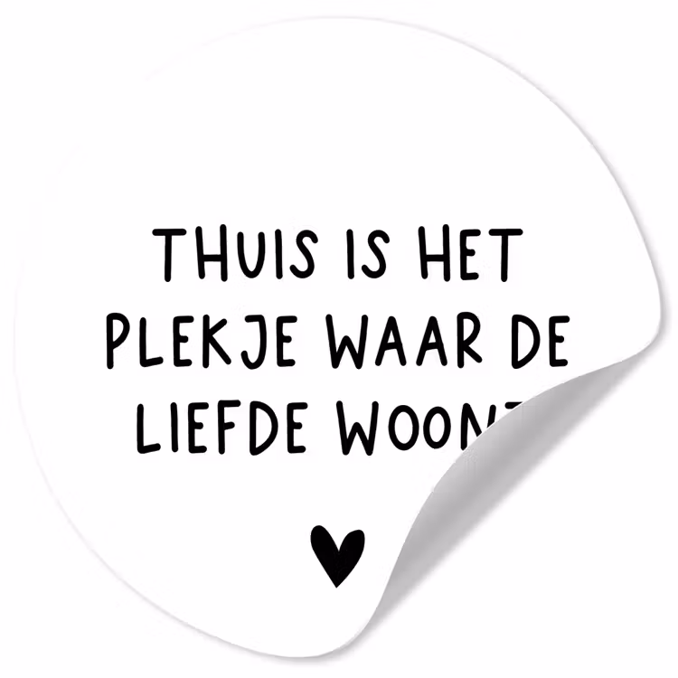 Spreuken - Thuis is het plekje waar de liefde woont - Quotes Wandcirkel behangsticker klein -3d
